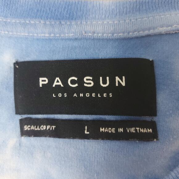 PacSun Scallop Fit Tie Dye Hoodie Blue/Orange L Beach Casual Boho Unisex Skater - Picture 9 of 11